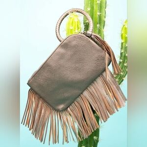 NWT Brown Bronze Fringe Bangle Clutch